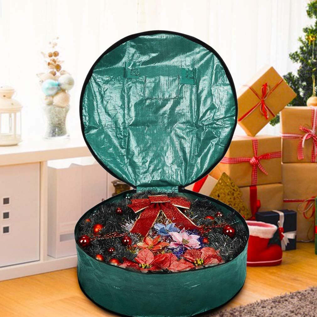 ProPik Christmas Wreath Storage Bag - Heavy Duty Tear Resistant Holiday Container | 36” x 8” (Green)