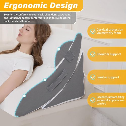 Ziixmile Wedge Pillow Set for After Surgery – 4PCS Orthopedic Bed Wedge Pillows for Sleeping – Adjustable Memory Foam Triangle Support for Back Pain Relief, Acid Reflux & Recovery (Grey)