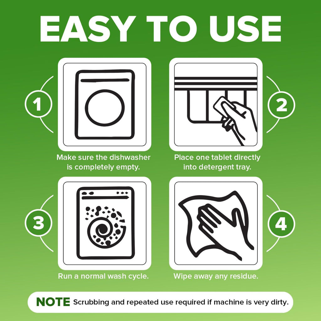 Renuv® Dishwasher Cleaner Tablets - Heavy Duty Deodorizer & Descaler for Hard Water Marks | 12-Tab Supply