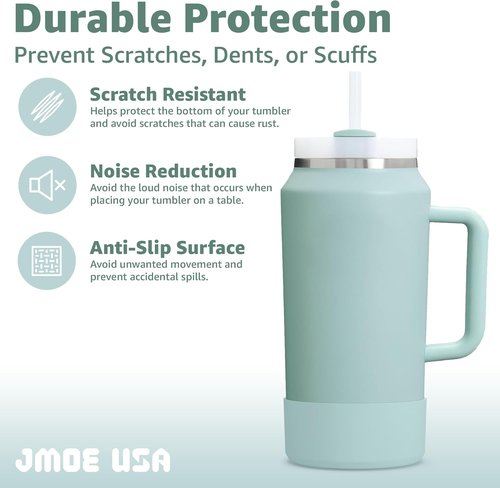 Jmoe USA Boot for 64oz Stanley Quencher H2.0 Tumbler - BPA-Free Silicone Sleeve Protector | Seafoam Color
