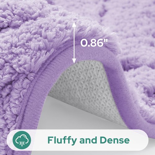 HOMEIDEAS Bathroom Rugs Sets 2 Piece, Extra Soft Shaggy Absorbent Non Slip Machine Washable Grid Bath Mats for Bathroom, Tub and Shower (Lavender Purple)