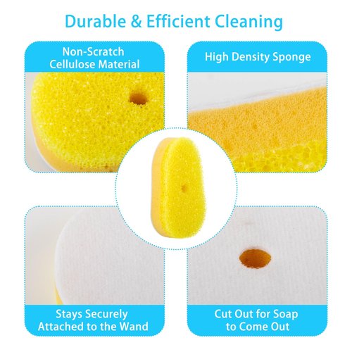 8 Packs Dish Wand Sponge Refills Compatible with Scrub Daddy - Replacement Heads, Dish Scrubber Brush for Cleaning Stuck-on Food, Sponge Replacement Heads for Kitchen Cleaning, (Only Refills)