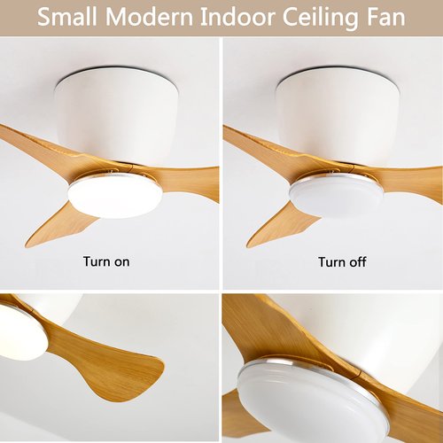 GESUM Flush Mount Ceiling Fans with Lights, 22'' Small Ceiling Fans Remote & APP Control, 3CCT Dimmable, Quiet DC Motor for Patio Kitchen Bedroom