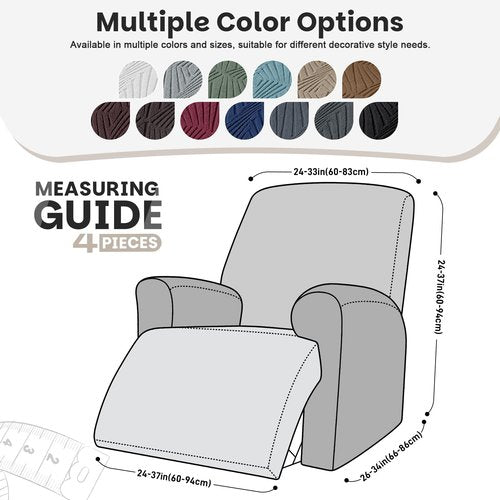 VANSOFY Recliner Chair Covers, 4-Pieces Stretch Recliner Cover Jacquard Soft Reclining Chair Slipcover Furniture Protector with Elastic Bottom for Lazy Boy Recliner(Chocolate)