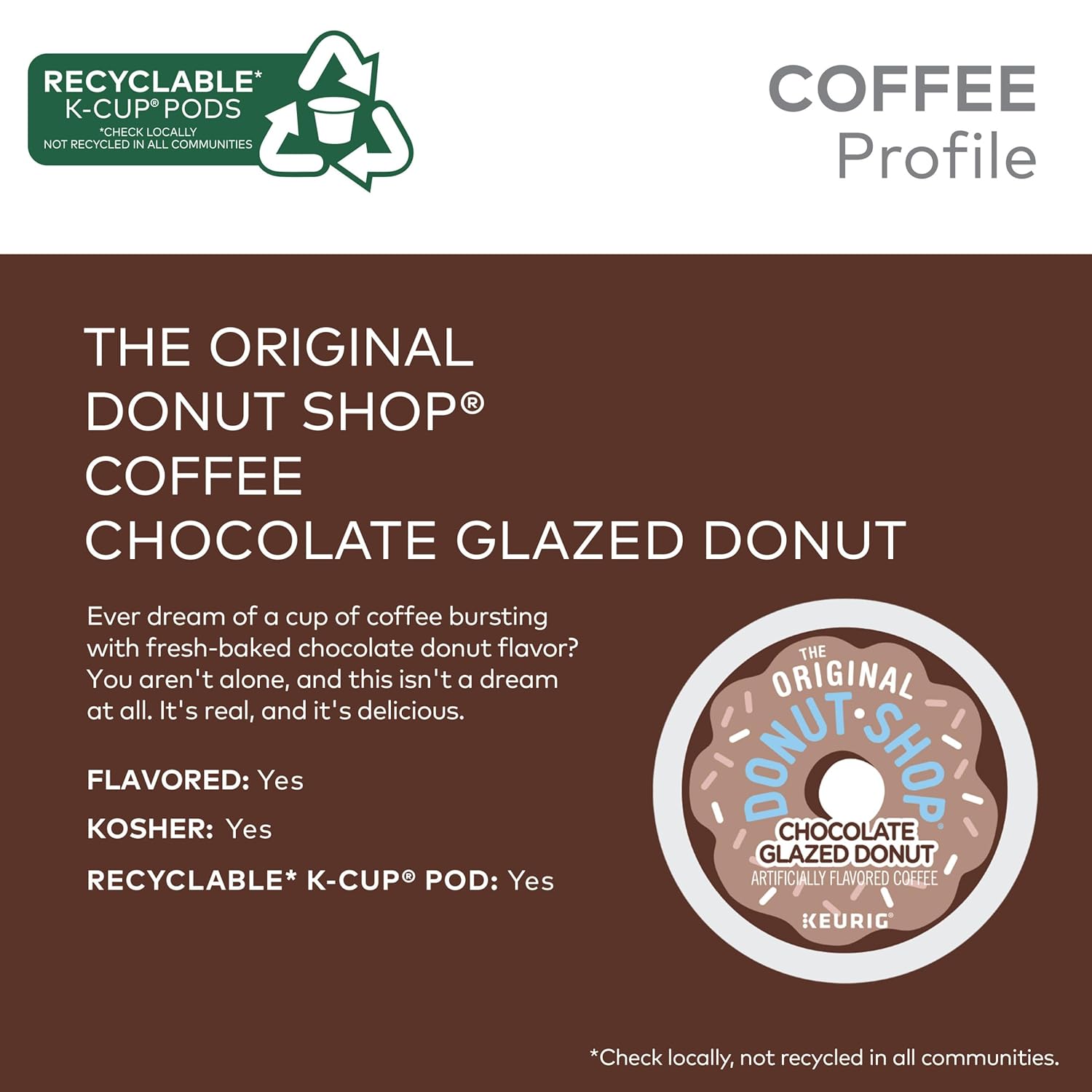 Original Donut Shop Coffee | Chocolate Glazed Donut K-Cup Pods - Medium Roast, 72 Count