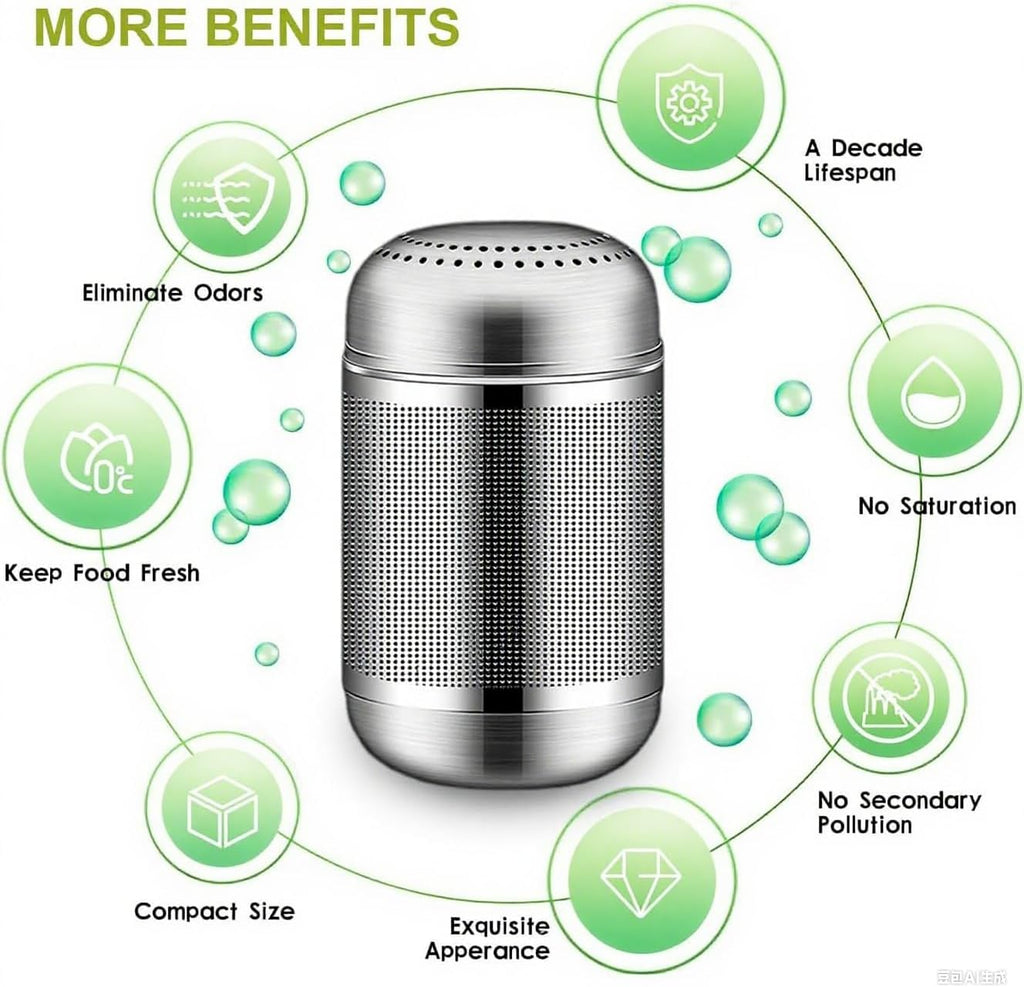 Skiennix Refrigerator Deodorizer - Activated Carbon Odor Eliminator for Fridge, Freezer, RV & More