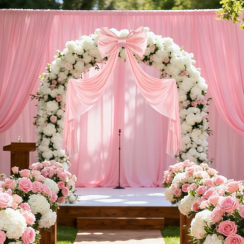 iHUFeather Pink Bow Decor Large Bows with Giant Ribbon for Coquette Room Decor, Birthday Party Wedding Christmas Backdrop Wall Decorations (59x19 Inch)