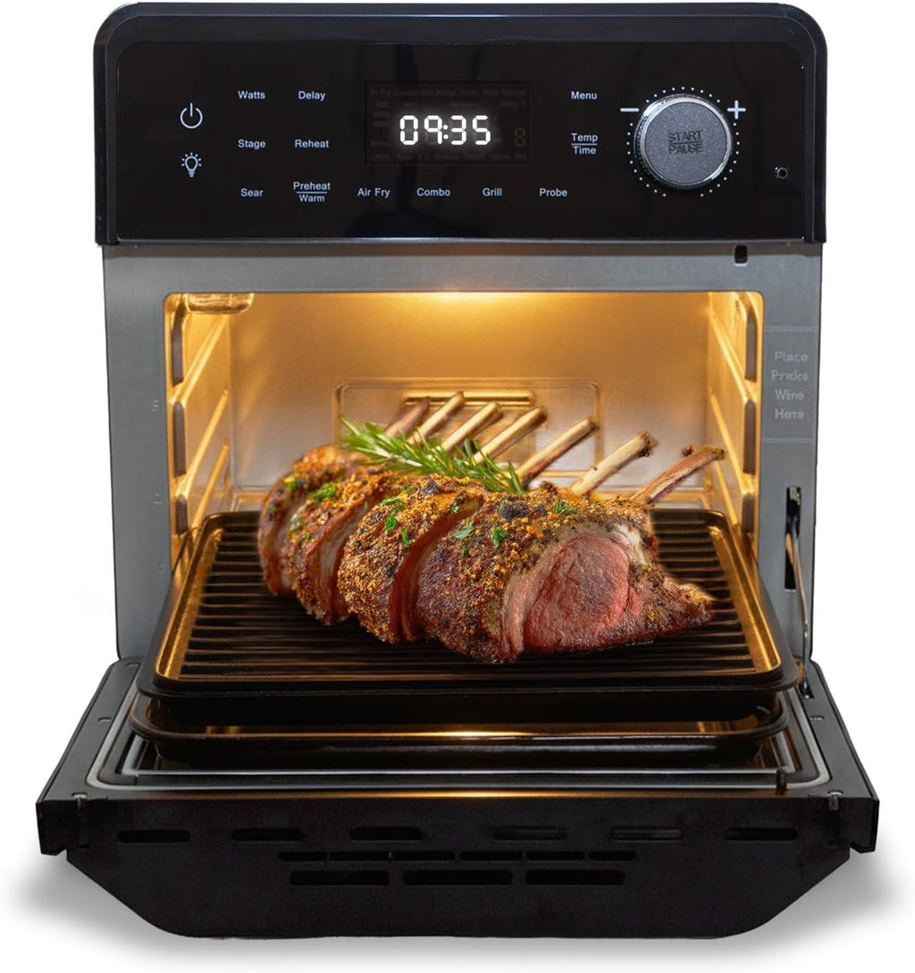 Nuwave Air Fryer Oven Combo - Even Heat & True Char Flavor | 150 Presets, Smart Probe, Stainless Steel