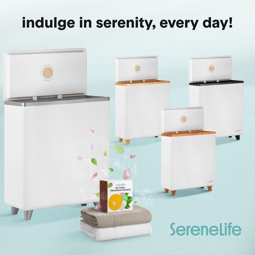 SereneLife Luxury Rectangle Towel Warmer - Spa & Bathroom Heater with Custom Fragrance, Auto Shut-Off, Fits 2 large Towels, Blankets, Bathrobes, PJ's - Perfect Gift for Him & Her (Silver)