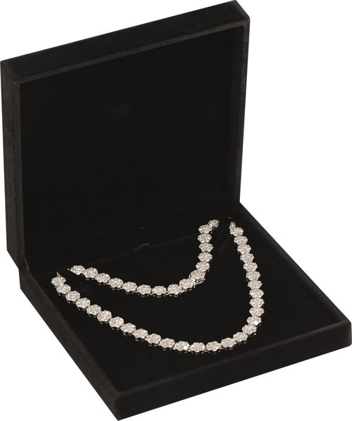 LAODA Big Necklace Chain Jewelry Gift Box Soft Touch Premium Velvet Material Choker Necklace Storage Holder Box for Women Men Size 6.4"(W)*6.4"(D)*1.5"(H) (1, Black)