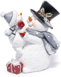 Hodao Christmas Snowman Figurine - Joyful Decor with Red Scarf for Cozy Home | Grey Tabletop Accent