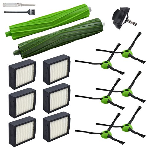 Yojolee Replacement Parts Compatible with iRobot Roomba J7 J7+ J5 J5+ J6 J6+ J8 J8+ J9 J9+ i e j Series Vacuum Cleaner Accessories Kit,Front Caster Wheel,Rubber Brushes,6 HEPA Filters,6 Side Brushes