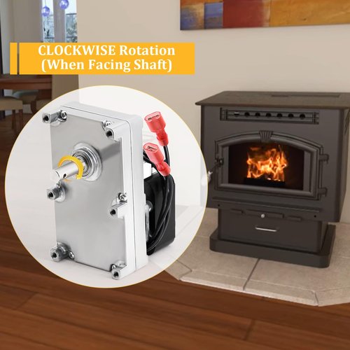 Replacement Agitator & Auger Motor 80456 for US Stove USSC American Harvest 6041 6039 6041i 6037 6033, Breckwell SP6000 Pellet Stoves, 4 RPM Clockwise W/Hole Auger Feed Motor for US Stove