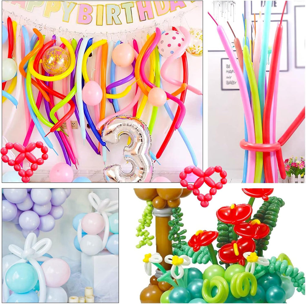 Skiennix 260 Long Balloons - 100 Pack Pastel Red Thick Latex Twisting Balloons for Animal Models & Parties