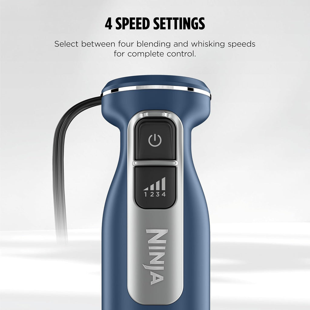 Ninja Immersion Blender - 4-Speed Hand Stick Blender with SplatterShield & PanProtect | Deep Navy, 4-Cup Vessel