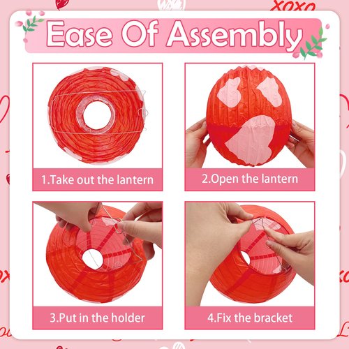 Hanging Valentines Decorations for Ceiling - 17 Pcs Valentines Day Hanging Decor with Honeycomb Hearts, Paper Fans & Lanterns - Vibrant Valentine Day Decorations for Office , Home & Classroom
