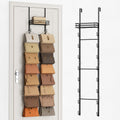 SWTYMIKI Over The Door Purse Organizer - Wall Mounted Handbag Storage Rack with 16 Hooks & Metal Basket