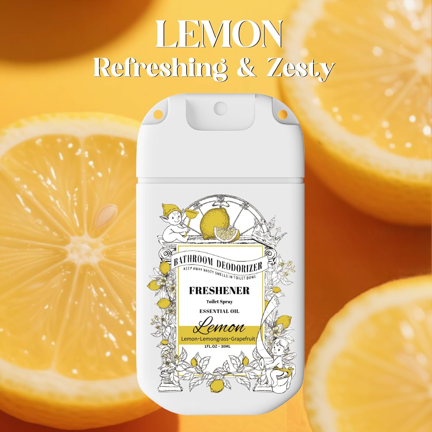 Travel Size Air Freshener Spray by [Brand Name] - Bathroom Deodorizer with Lemon Lavender Eucalyptus Scent