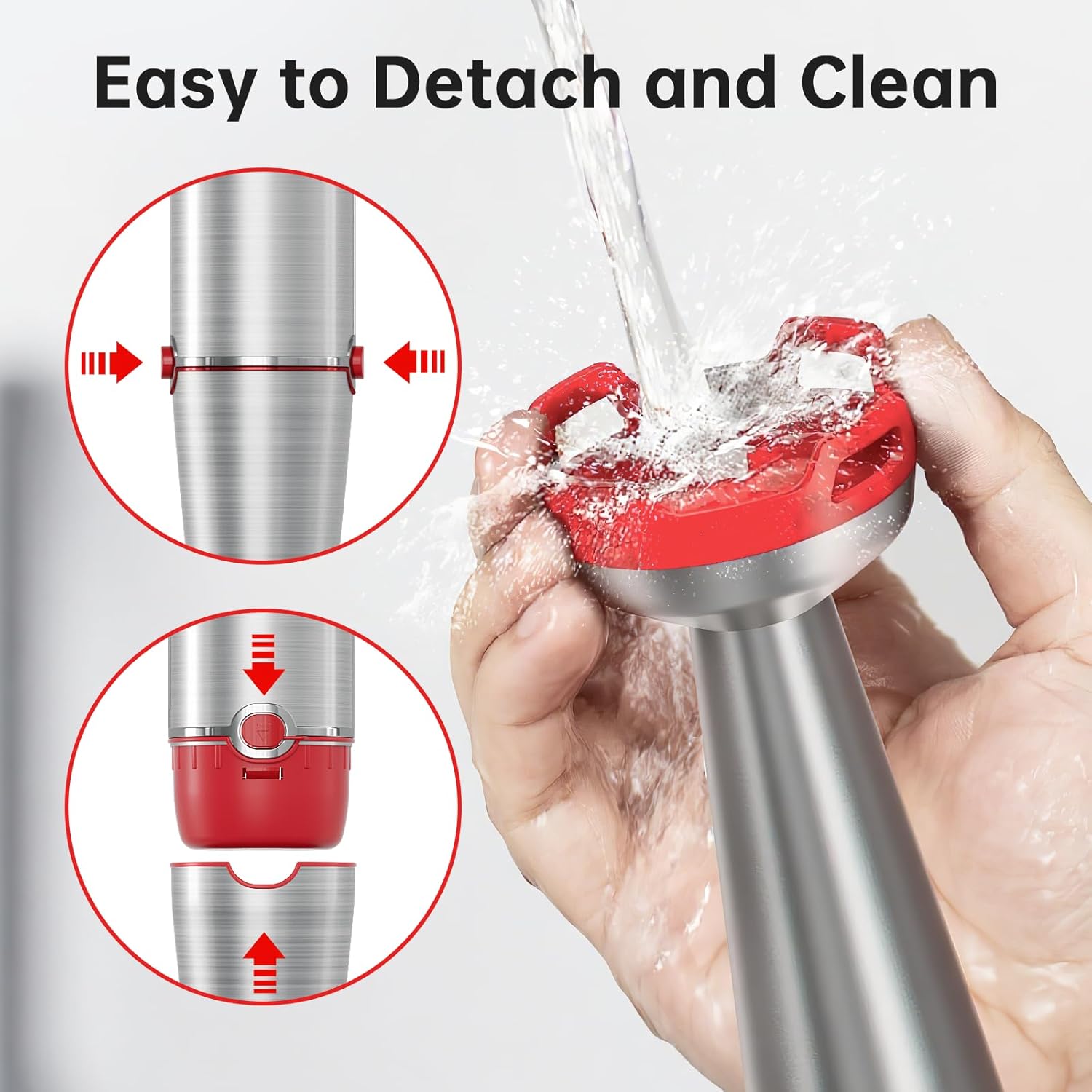 Skiennix Immersion Blender - 1100W Handheld Stick Mixer with Variable Speed, Chopper & Whisk - Christmas Red
