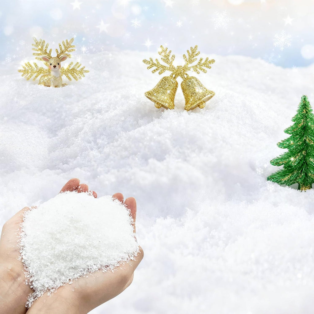 TURNMEON Fake Artificial Snow Powder - 35 Ounces of Sparkling Dry Faux Snowflakes for Holiday Decor
