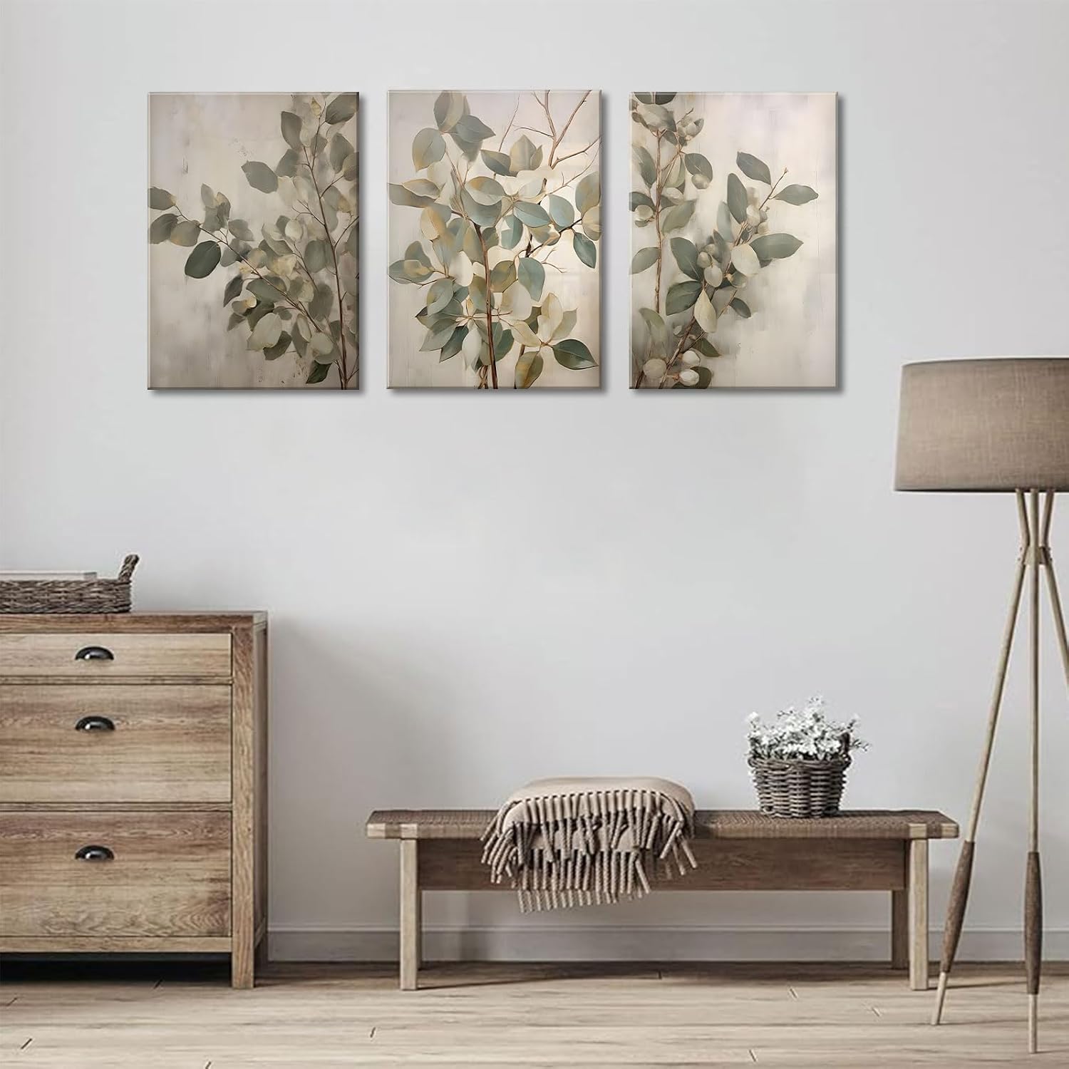 SUAXTCCR Eucalyptus Canvas Wall Art - Modern Botanical Prints for Bedroom & Living Room | 12x16 Inch