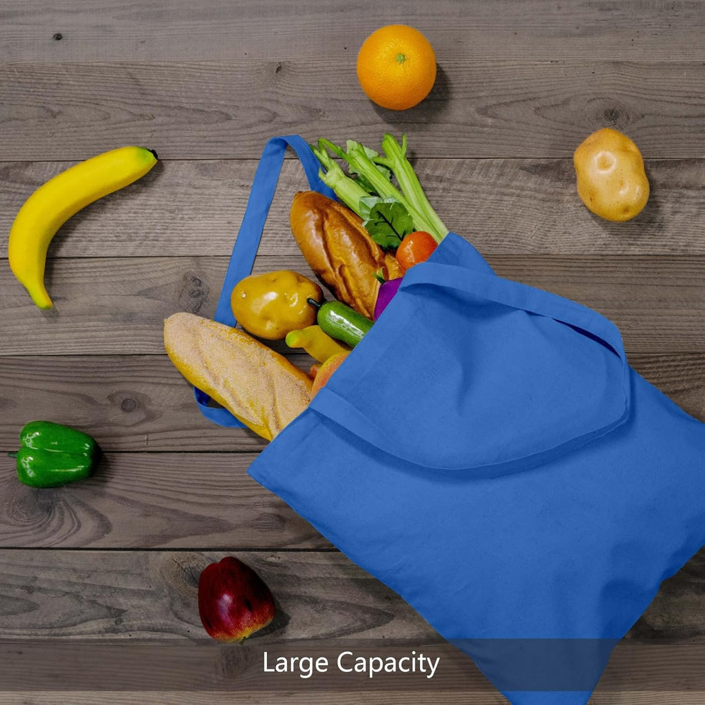 TOPDesign 24-Pack Ocean Blue Cotton Tote Bags - Lightweight, Reusable Grocery Shopping Bags | Ideal for DIY & Promotions
