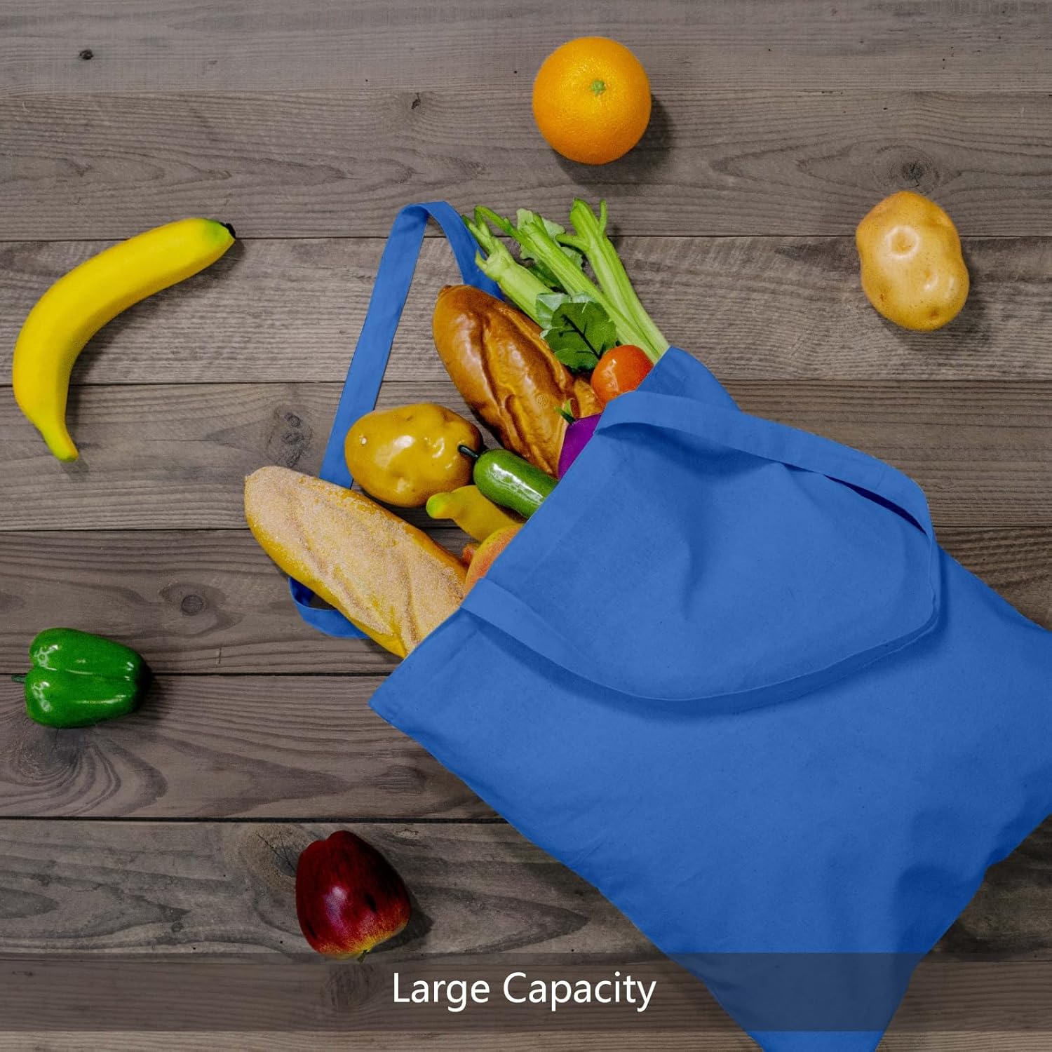TOPDesign 24-Pack Ocean Blue Cotton Tote Bags - Lightweight, Reusable Grocery Shopping Bags | Ideal for DIY & Promotions