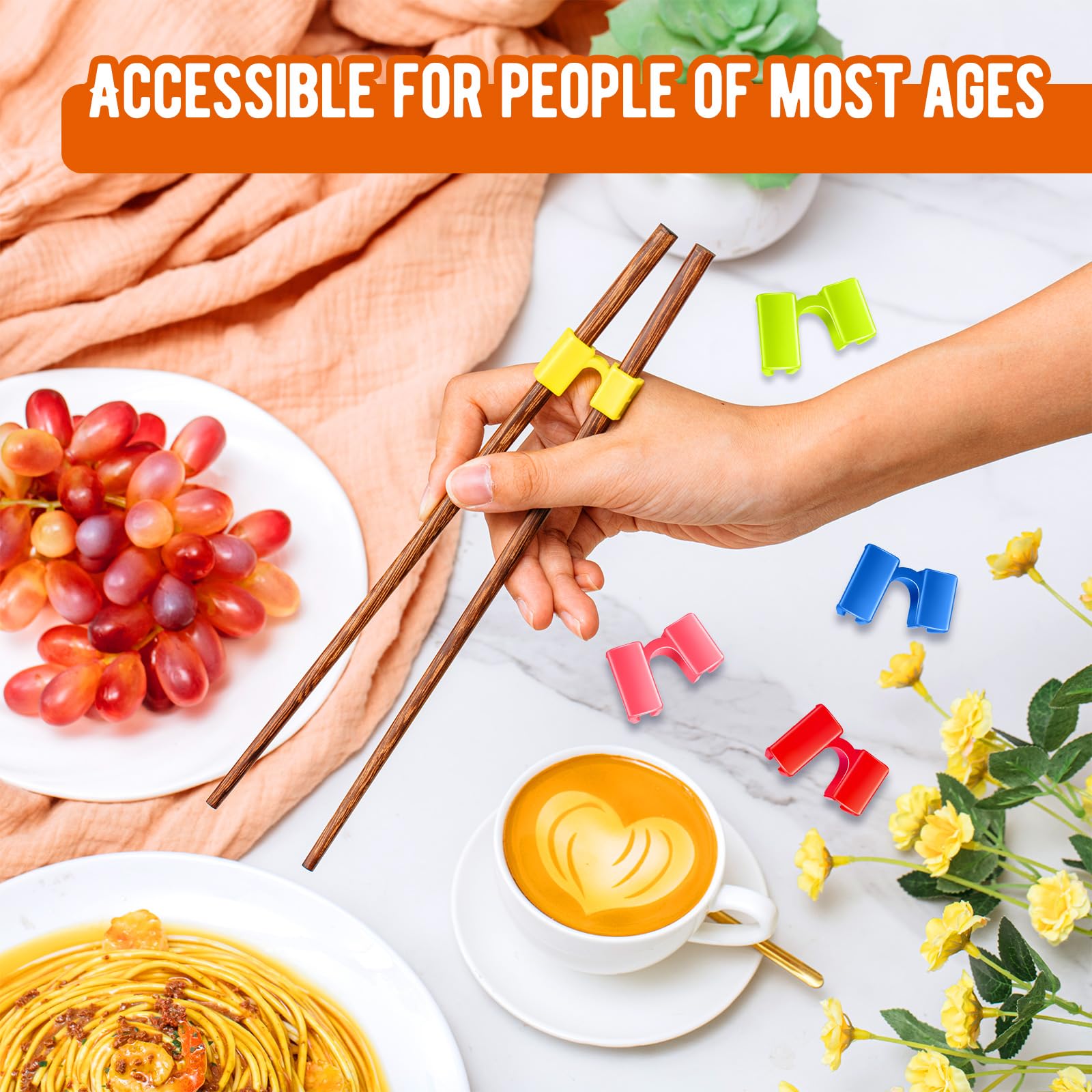 Suttmin 500 Pcs Reusable Chopsticks Helper Multicolor Plastic Practice Chopstick Trainer Hinges Connector Training Chinese Chop Non Slip Stick Helper for Adult Learner Beginner