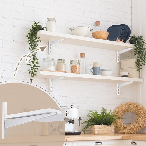 CroBlissful 20 Pcs Adjustable Shelf Brackets for Double Track System Closet Organization Heavy Duty Wire Shelf Brackets(White,11.5 Inch)