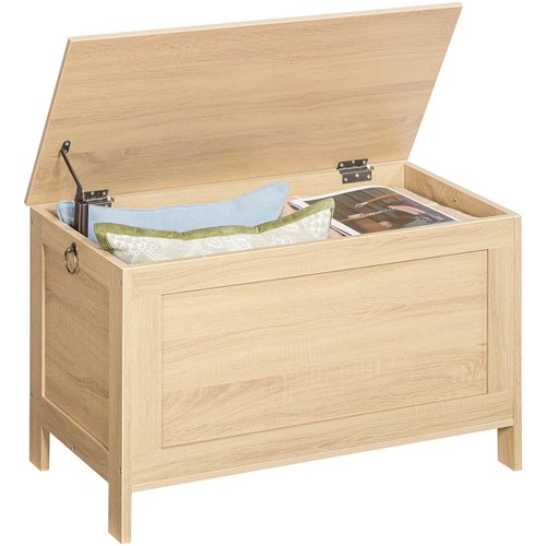 HOOBRO Toy Box, Retro Wooden Look Storage Chest with Safety Hinge, Entryway Storage Bench Supports 220 lb, 29.9 x 15.7 x 18.9 Inches Toy Chest Organizer, Easy Assembly (Natural) NL75CW01G1