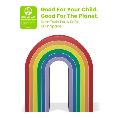 Delta Children Rainbow Bookcase – Greenguard Gold Certified Kids Bookshelf and Toy Storage, Montessori Bookcase for Playroom, Nursery and Classroom, Colorful Kids Book Shelf, Natural Finish
