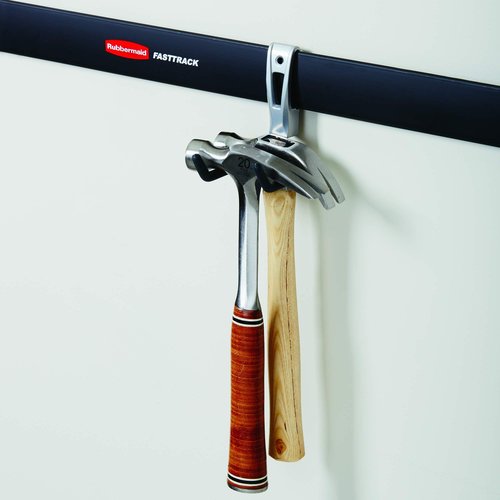 Rubbermaid Fasttrack Wall Mounted Garage Storage Utility Multi Hook for Tools, Chairs, Hose, Equipment, and Other Items, Supports 25 Lbs Each (6 Pack)