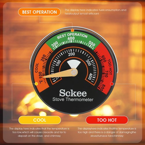 Magnetic Stove Temperature Gauge - Multi-Fuel Stove Thermometer for Gas, Wood, Pellet Stoves & Fireplaces (1PCS)