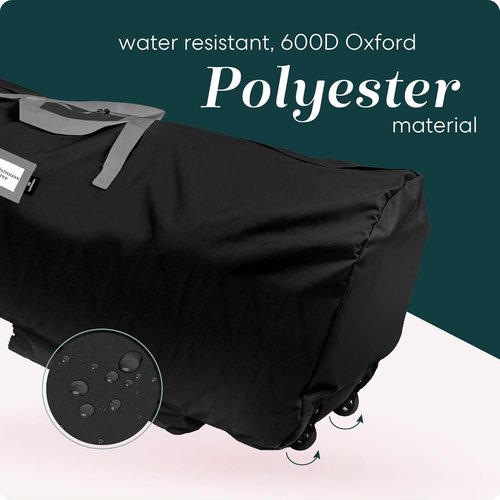 Handy Laundry - Rolling Tree Storage Bag - Zippered Bag for 7.5-Foot Christmas Tree | Easy Transport with Carry Handles & Wheels - Protects Against Dust & Moisture (Black)
