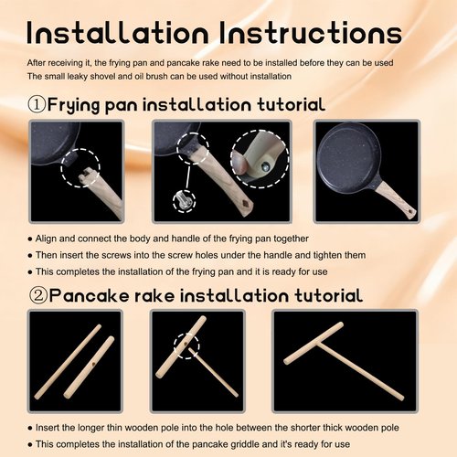 KUAWAK 11.2” Crepe Pan Nonstick，Granite Coating Dosa Pan Pancake Flat Skillet Tawa Griddle,Scone Pan,With Stay-Cool Handle, Induction Compatible, PFOA Free