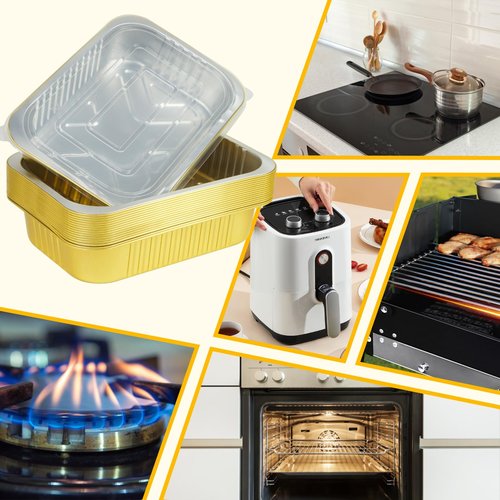 20 Pack 11"×8" Aluminum Pans with Lids Heavy Duty 5 LB Capacity Foil Food Containers with Lid, Disposable Tin Foil Pans with Lids for Baking, Meal Prep, Freezer, Heating and Takeout