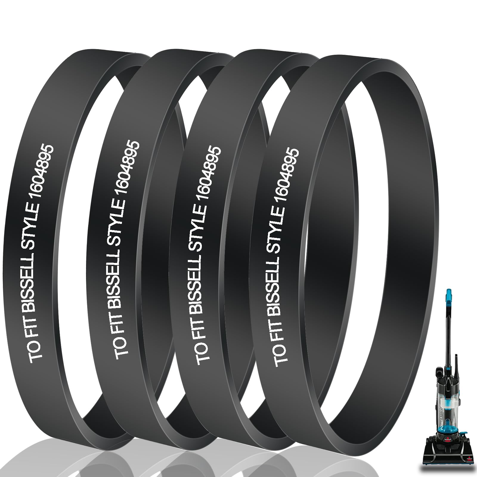 Vacuum Belts Replacement for Bissell PowerForce Compact Lightweight Upright Vacuum Cleaner Belts Compatible Models:3508,2112,21129,2690,1520,23T7, Replace Part 1604895,4 Pack