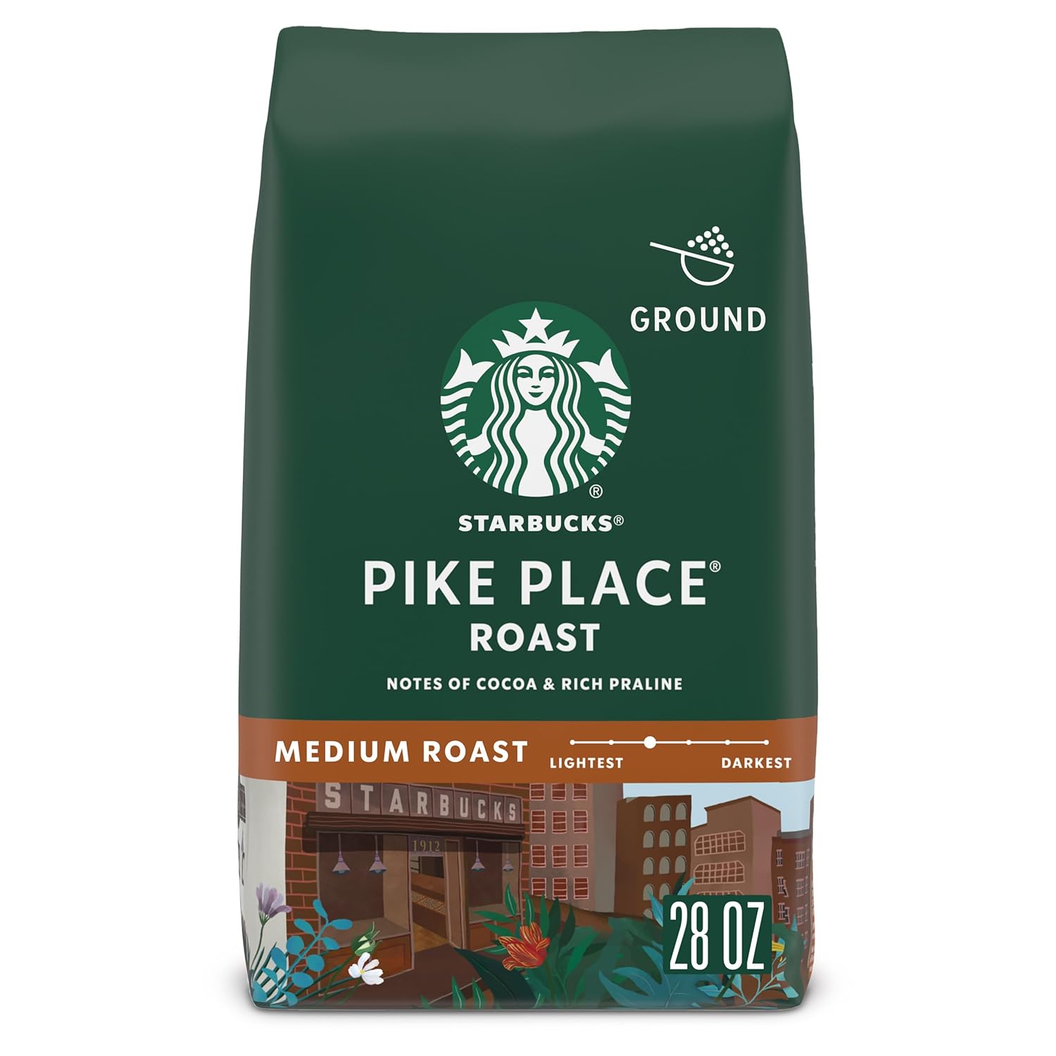 Starbucks Ground Coffee - Medium Roast Pike Place | Perfect for Hot or Iced Beverages, 28 oz