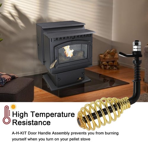 Hiorucet A-H-KIT Door Handle Assembly Compatible with Breckwell Pellet Stoves P1000 Big E, P22 Maverick, P22I Maverick Insert, P23 Sonora, P26 Cadet, P32i Cadet, Replacement Part Number A-H-KIT
