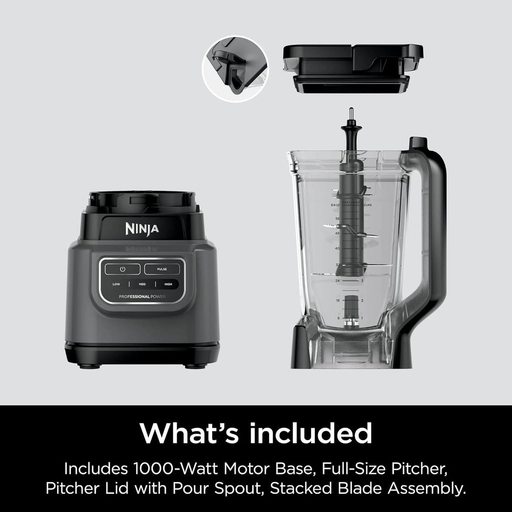 Ninja Professional Blender - 72 Oz Capacity with 1000-Watt Base & Total Crushing Technology | Black