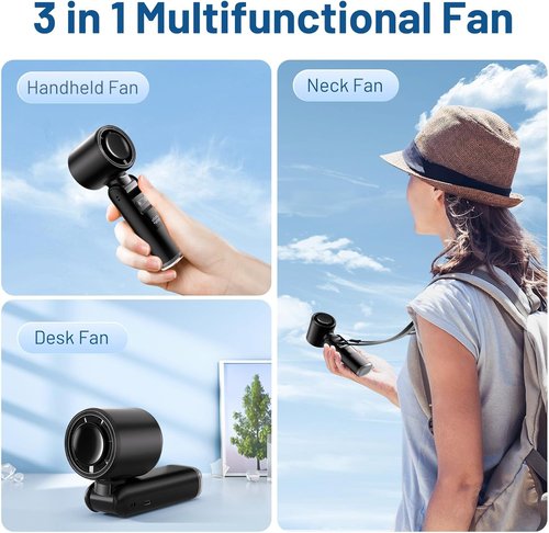 Lerat Portable Handheld Turbo Fan - 5 High-Speed Settings | 12-Hour Battery Life & LED Display