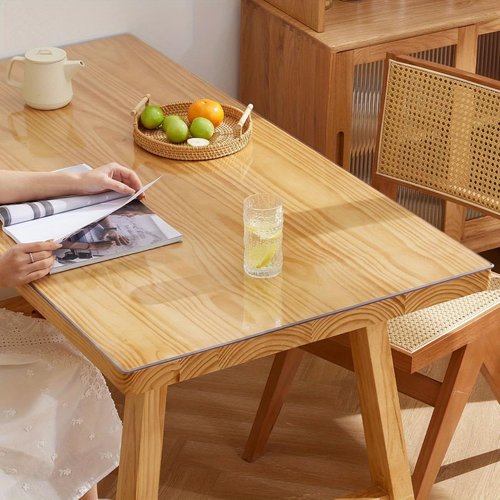 HoSwag 42"X60"Crystal PVC Table Cover Protector, Waterproof PVC Tablecloth, 1.5MM Thickened Rectangle Mat for Dinning, Desk, Coffee Table, Workbench, Dresser, TV-Stand, Counter