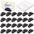 Colingmill 24 Pcs Wooden Table Number Stands Wedding Table Name Holder Semicircular Design Place Card Holders with 24 Pcs Tented Cards for Retail Shop Wedding Party Events Decoration(Black)