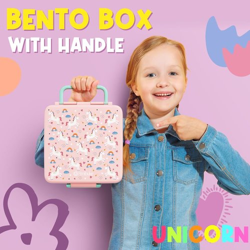 Fimibuke Bento Lunch Box - Leak Proof Toddler Container with 4 Compartments | BPA Free & Dishwasher Safe for Ages 3-12