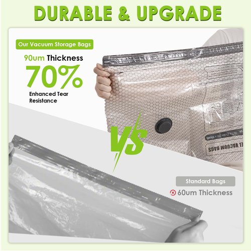 Travel Vacuum Storage Bags for Clothing with Rechargeable Air & Hand Pump, 21 Pack Portable Space Saver Bags, Compression Packing Seal for Luggage and Suitcase, Blankets, Seasonal Storage