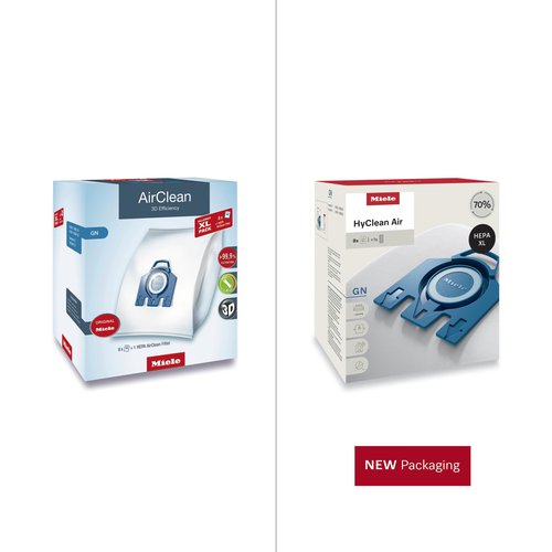 Miele Genuine AirClean Allergy XL Pack GN Vacuum Cleaner Bags, 8 Bags and 1 HEPA (SF-HA 50) Included, for Miele Complete C2 and C3 Vacuum Cleaners