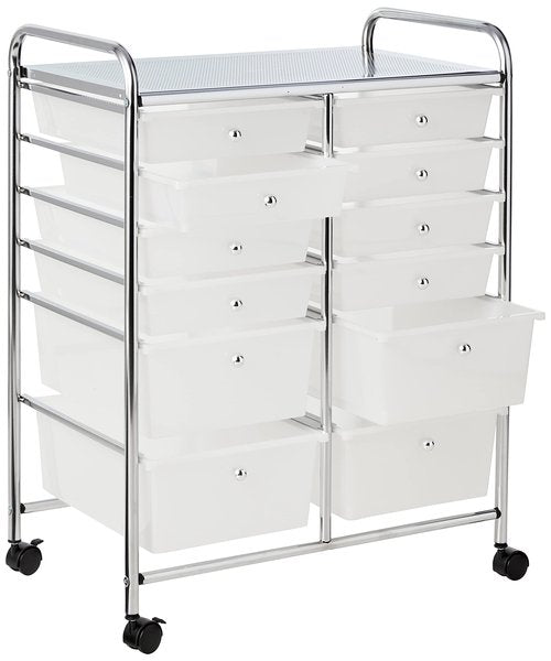 Whitmor Chrome and Plastic 12-Drawer Storage Cart
