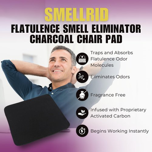 SmellRid Activated Carbon Chair Pad – 16” x 16” Flatulence Deodorizer Seat Cushion – Activated Charcoal Odor Absorber Seat Pad for Office Chair, Home Office Seating, Car Seats & Everyday Odor Control