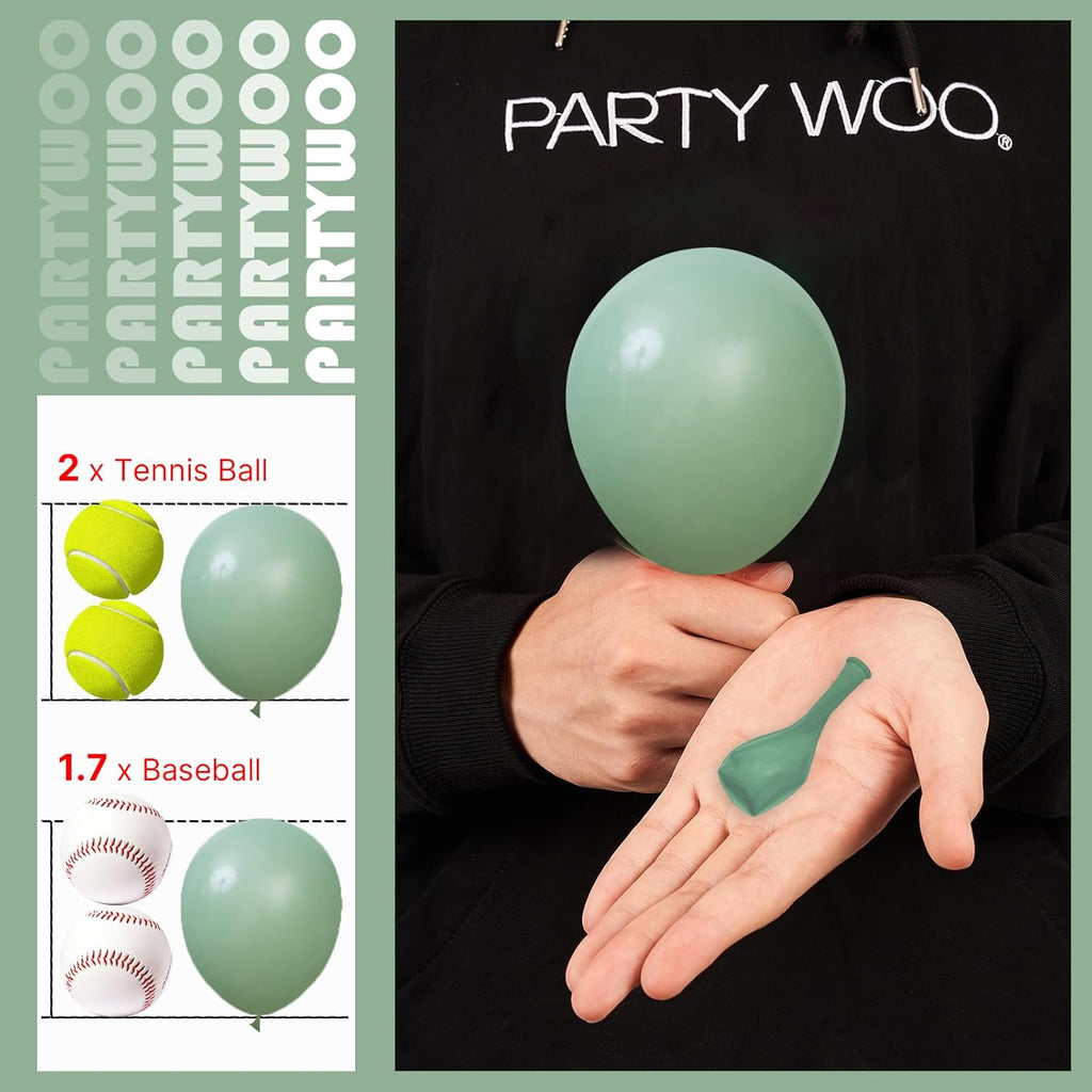 PartyWoo Dusty Green Balloons - 50 Pcs Mini Matte Sage Olive Latex for Weddings & Parties | 5 Inch