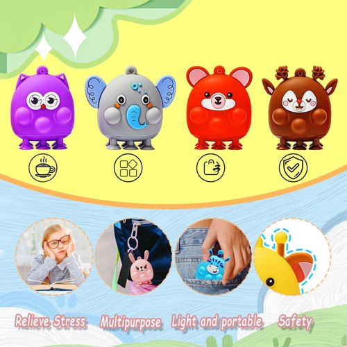 48 Pcs Party Favors for Kids, 3D Animal Pop Fidget Toys Bulk, Sensory Bath Suction Toys for Toddlers, Carnival Treasure Classroom Prizes Box Toys, Fidget Stocking Stuffers Birthday Party Gifts